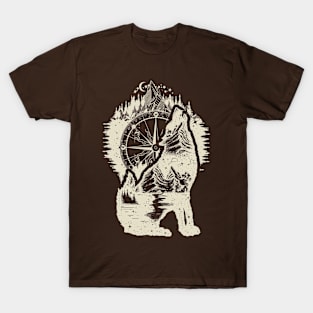 Wolf mountain and compass T-Shirt